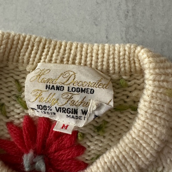Vintage Wool Floral Sweater Cardigan - Picture 2 of 4